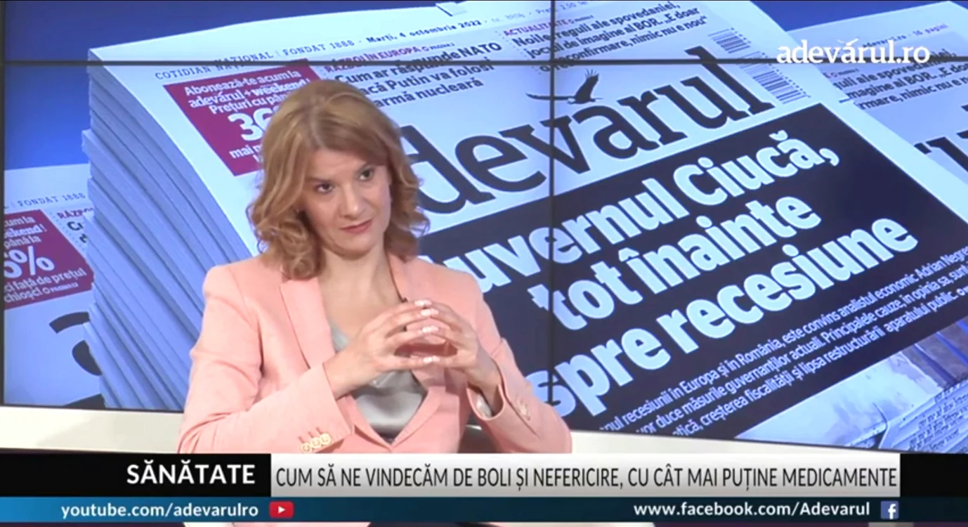 Diana Vasile ,psiholog și psihoterapeut despre stres și boală Sursa foto Adevarul