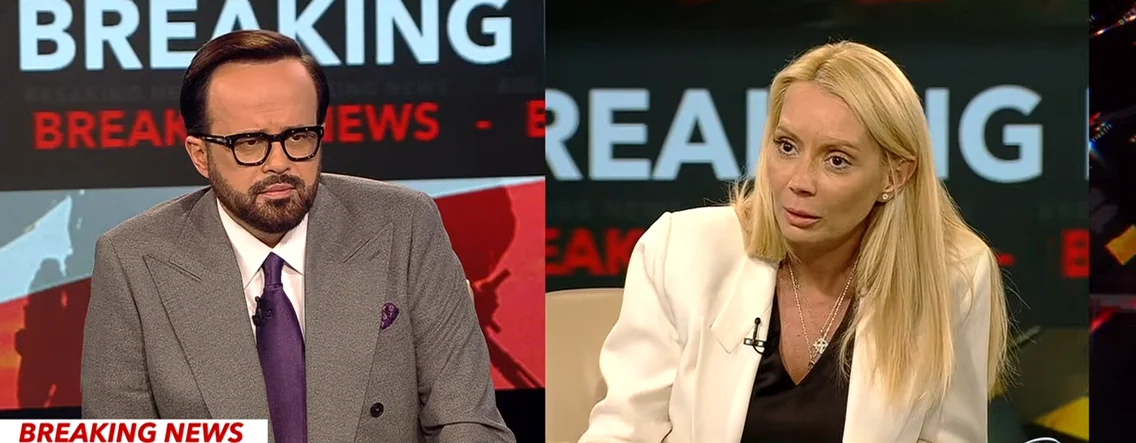 Daciana Sârbu povestind la „Sinteza Zilei” cu Mihai Gâdea, la Antena 3, despre situația fiicei sale, Irina Ponta. FOTO: captură de ecran