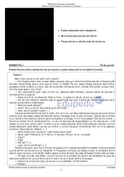 Subiecte simulare Română 1 Sursa: edupedu.ro