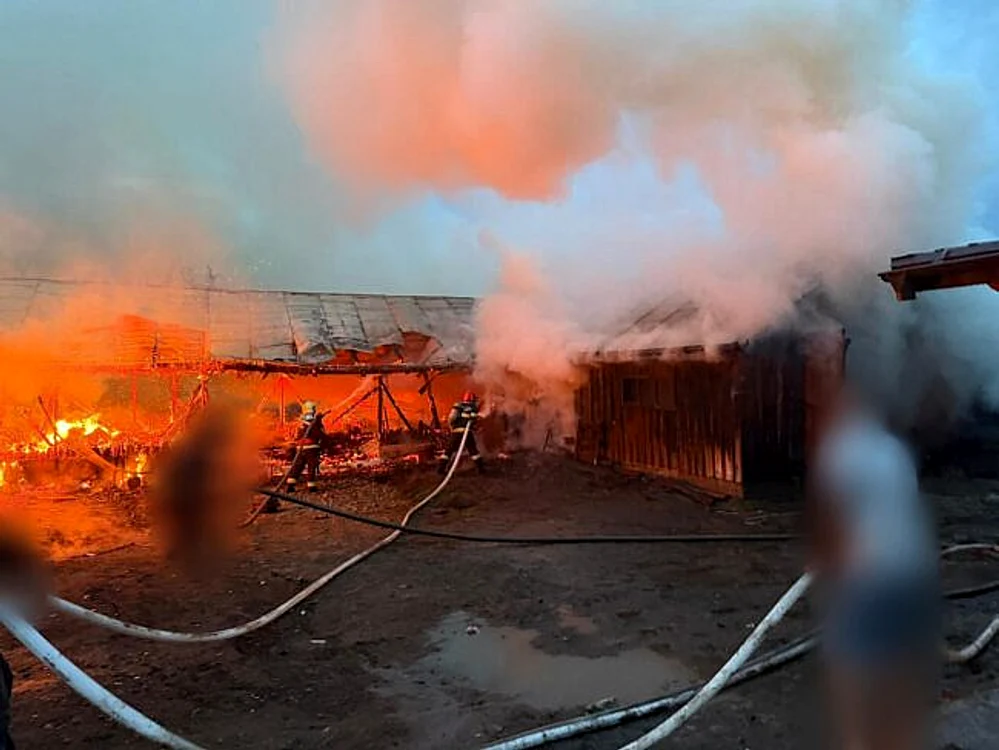 Incendiul a mistuit ambele adăposturi. FOTO ISU Suceava