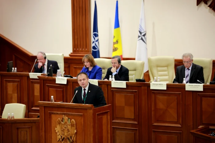 Andrian Candu se adreseaza parlamentarilor NATO: FOTO: gov.md