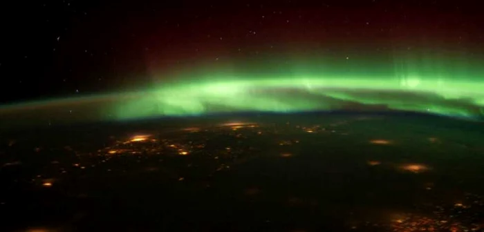 Aurora boreală văzută din spațiu.