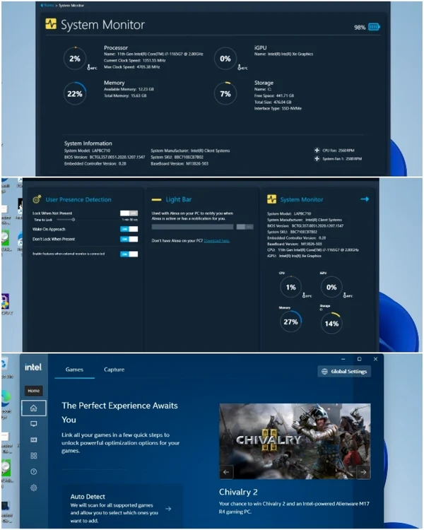 Program Intel NUC Software Studio şi Intel Grapics Command Center