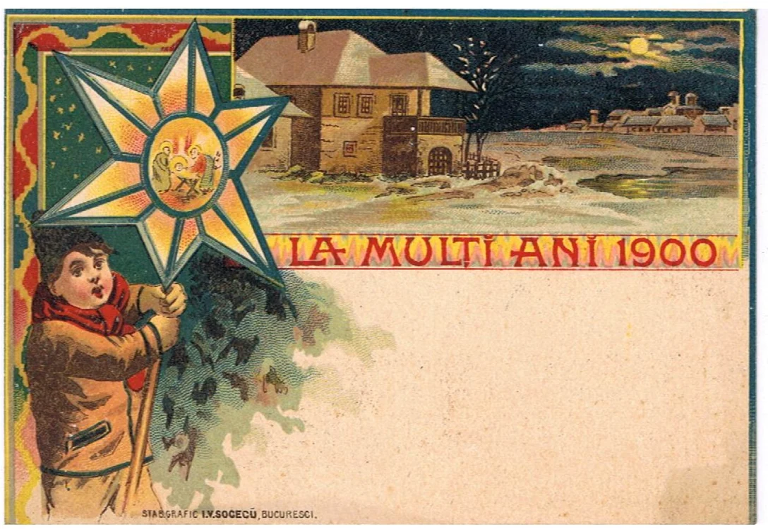 Felicitare de anul nou de la începutul secolului XX. Foto: Facebook/ Cartofilie Românească