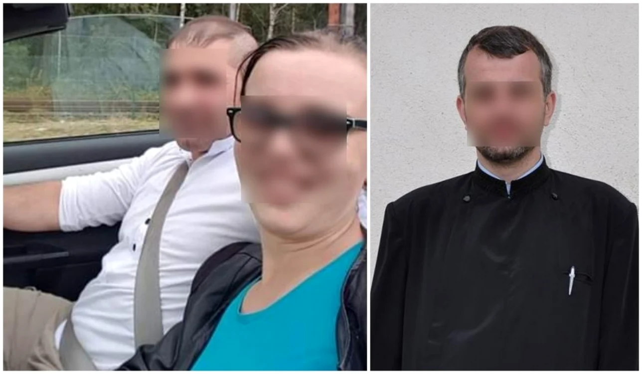 FOTO stânga: fermierul înşelat şi soţia lui; foto dreapta: preotul
