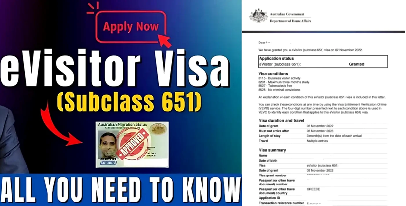 Colaj imagini cu formularul de înregistrare și viza turistică pentru Australia Sursă Sssane&YouTube