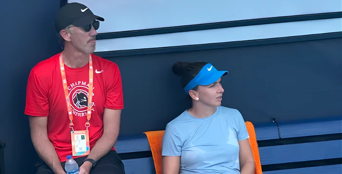 Darren Cahill și Simona Halep, din nou împreună la Miami. Foto X/ Romanian Tennis