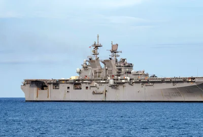 USS Tripoli (LHA 7) underway in the Caribbean Sea on 3 August 2020 (200730 N CD453 1035) JPG