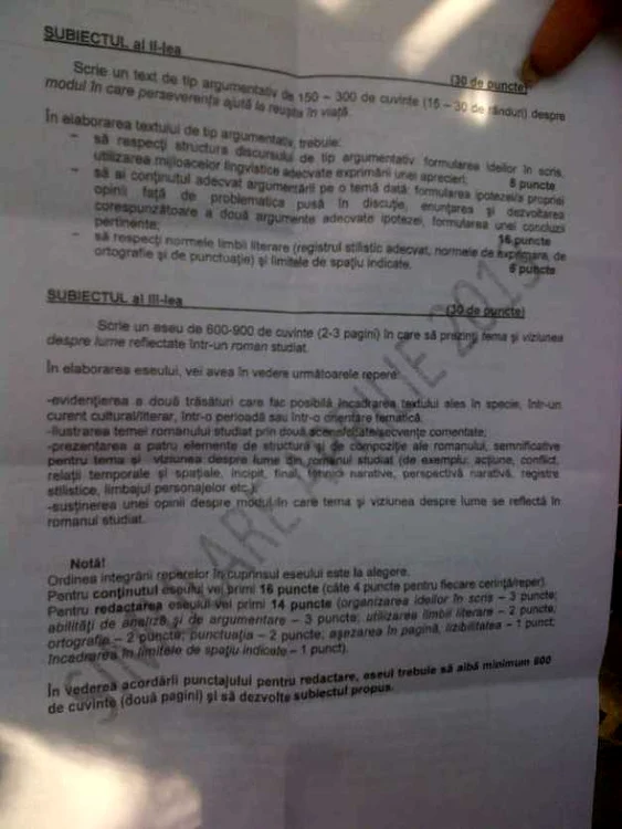 subiecte romana simulare bac capitala 2