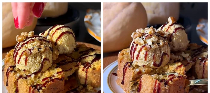 Chec de dovleac cu înghețată / FOTO: Colaj video TikTok