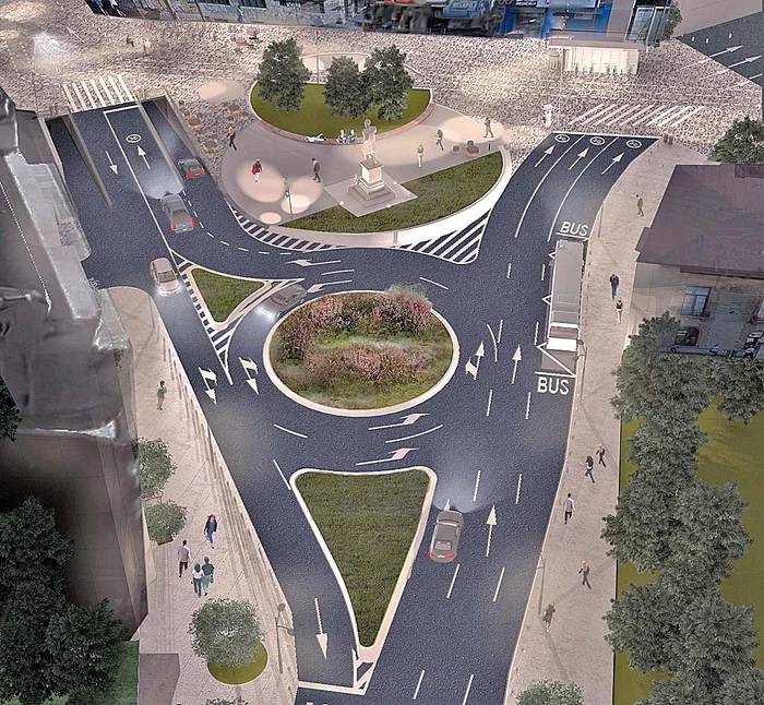 Rondul de la Piaţa Lahovari va fi transformat într-un sens giratoriu şi un parc