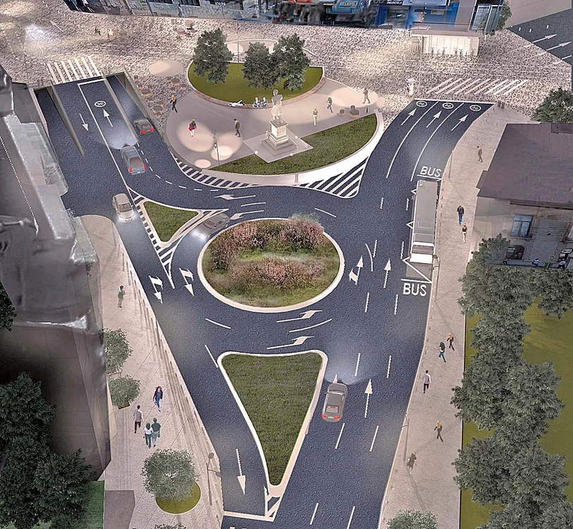 Rondul de la Piaţa Lahovari  va fi transformat într-un  sens giratoriu şi un parc