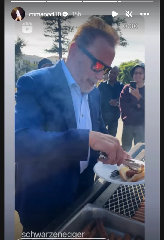 Nadia Comâneci a împărtășit clipul lui Arnold Schwarzenegger de Ziua Veteranilor