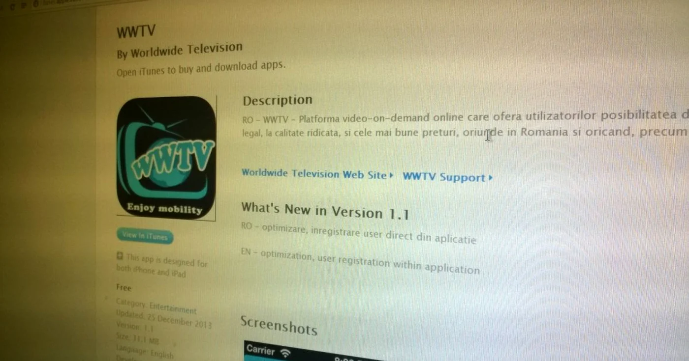 WWTV este disponibilă şi pe iTunes FOTO Adevărul