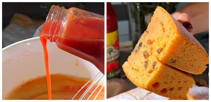 Prăjitura bunicilor cu suc de roșii / FOTO: Colaj captură video TikTok