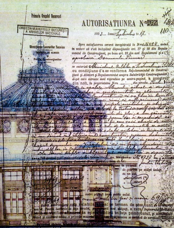 Autorizaţia de construcţie a clădirii Ateneului
