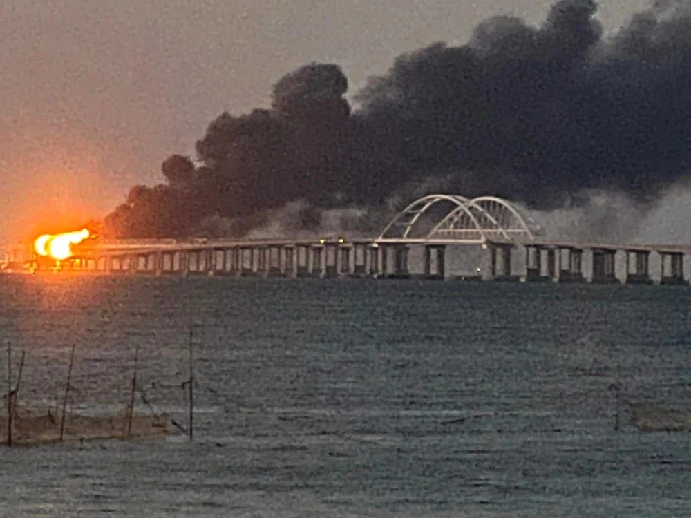 Explozie pe Podul Crimeei FOTO Facebook