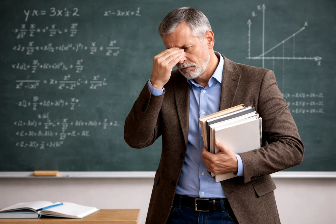 profesor rezolva problema matematica la tabla