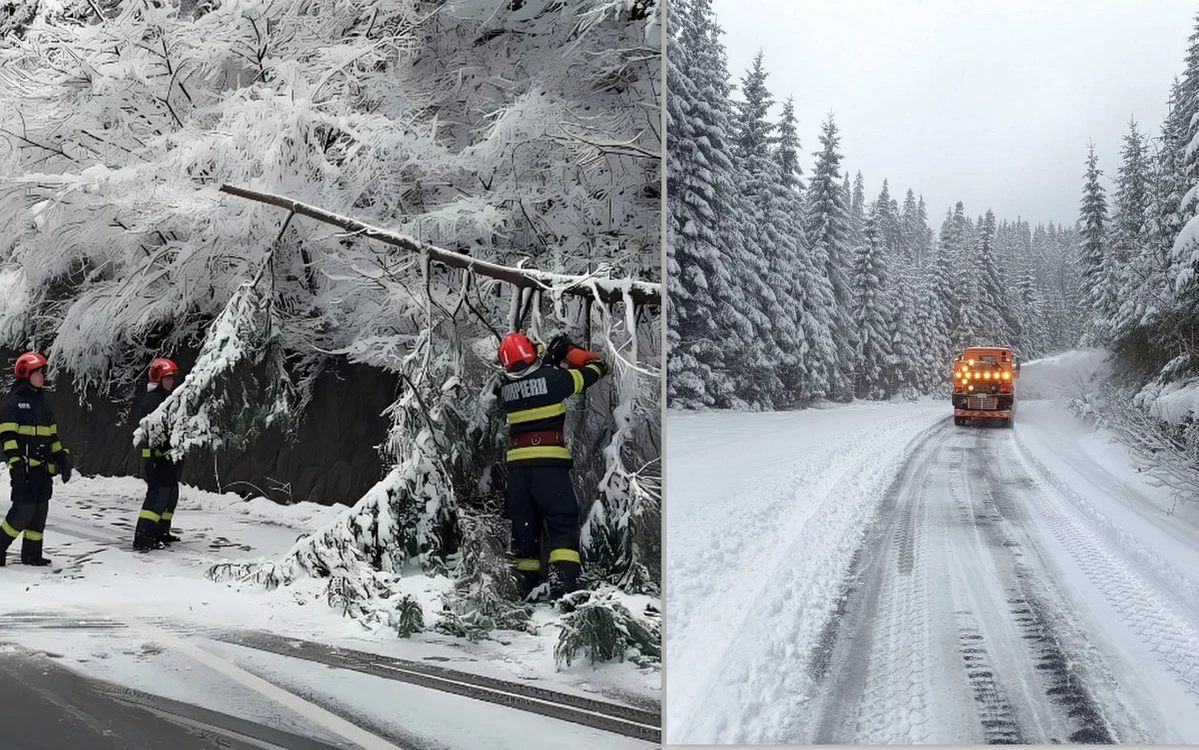 Se circulă în condiții de iarnă pe mai multe șosele. Foto: IGSU / DRDP Timișoara