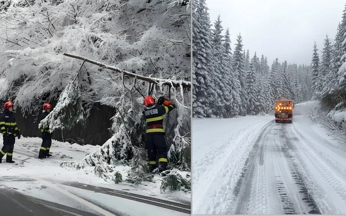 Se circulă în condiții de iarnă pe mai multe șosele. Foto: IGSU / DRDP Timișoara