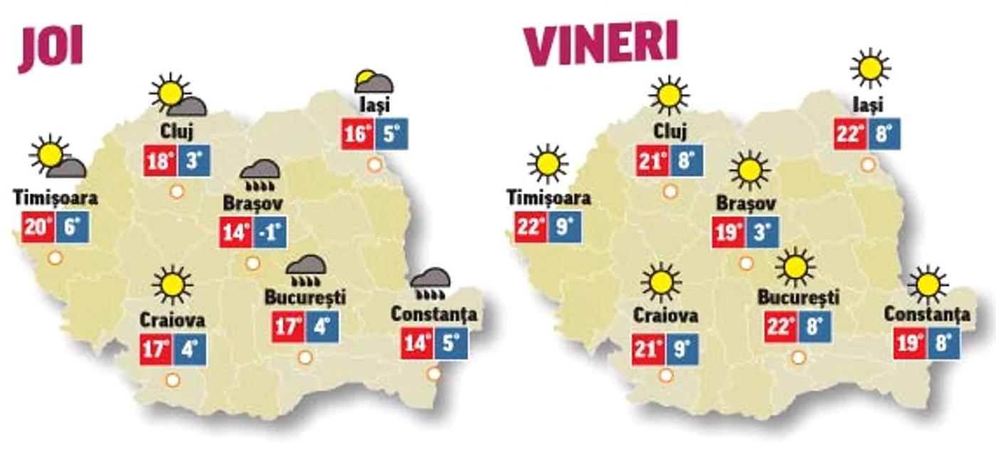 Prognoza meteo 22 aprilie pentru următoarele două zile