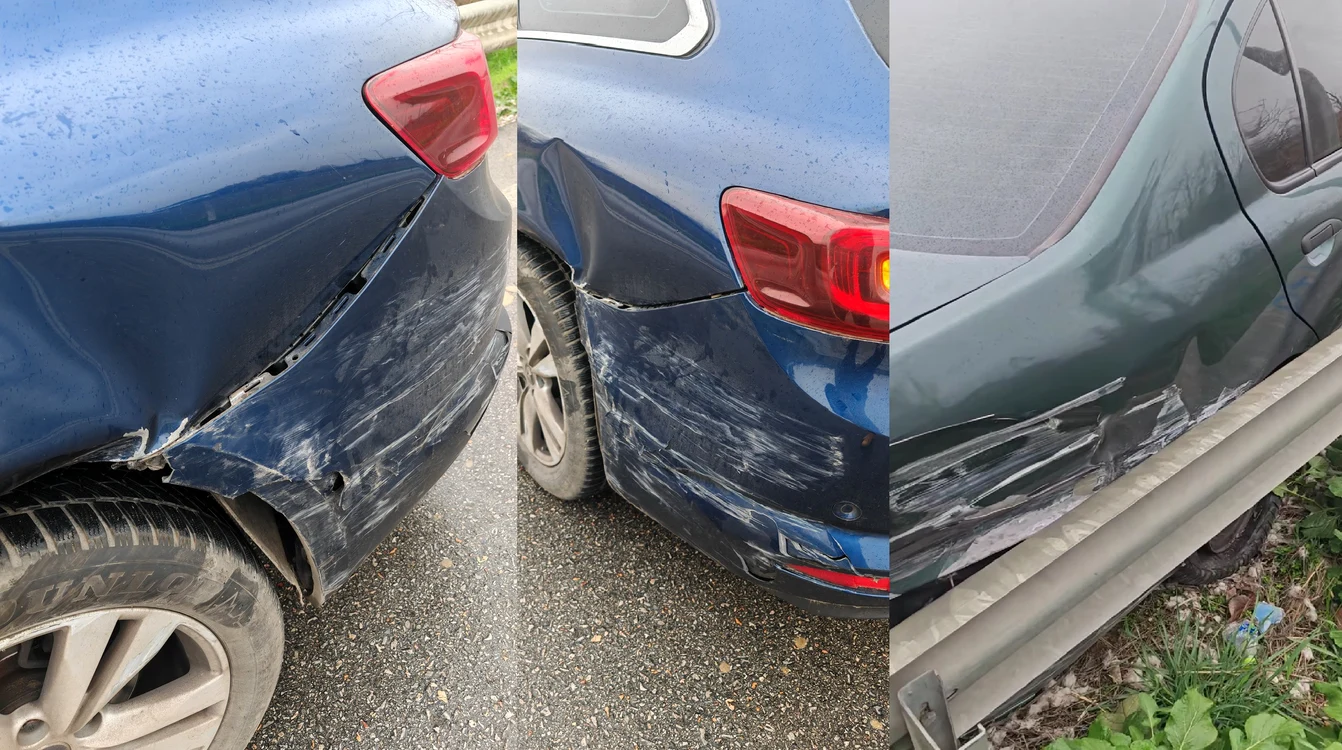 Imagini cu mașinile implicate în accident Colaj Facebook