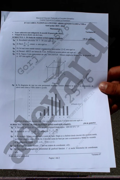 Elevii de clasa a-VIII-a au susţinut examenul la matematică 