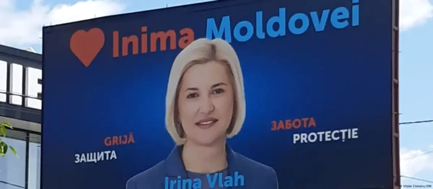 Afiş electoral al Irinei Vlah, șefa formaţiunii pro-ruse „Inima Moldovei”