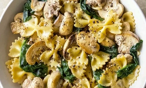 farfalle cu ciuperci si spanac jpg