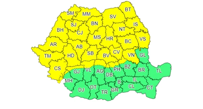 Cod galben de vreme rea în mai bine de jumătate din țară FOTO meteoromania.ro