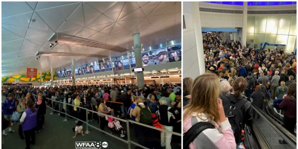 Aeroport SUA coada la teste covid FOTO Twitter