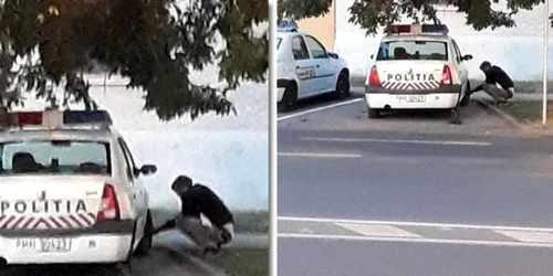 Masina politie dezumflata FOTO tion.ro