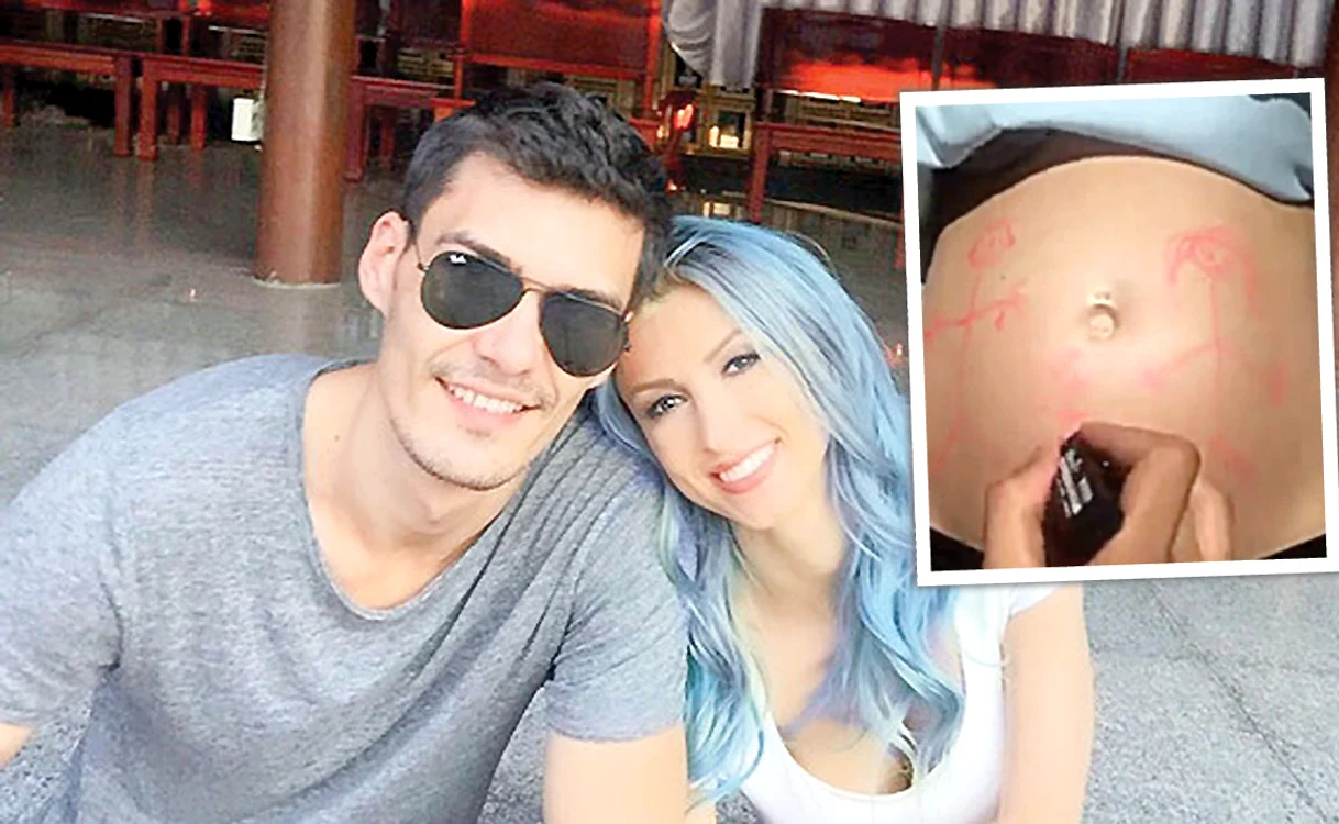 
    George Burcea a schițat cu carioca părinții și bebelușul lor. Andreea și  George vor  deveni părinți  peste patru luni  