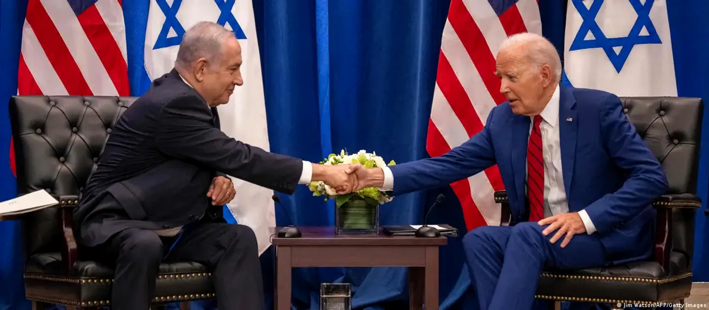 Prim-ministrul israelian Benjamin Netanyahu (stânga) și președintele SUA Joe Biden (septembrie 2023)