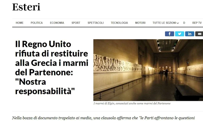 Marea Britanie refuză să restituie Greciei friza Parthenonului: „Este responsabilitatea noastră” jpeg