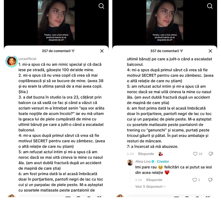 Dezvăluirile Lorei. Foto: captură TikTok