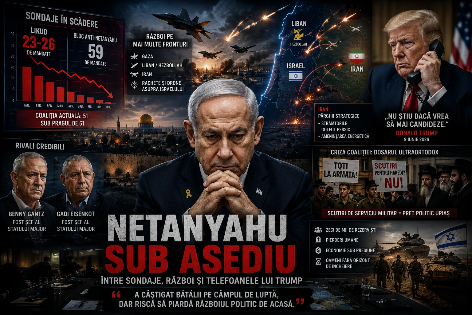 Netanyahu sub asediu: între sondaje, război și telefoanele lui Donald Trump