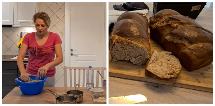 Rețeta Mirelei Vaida pentru pâinea de casă / Foto: Colaj captură video YouTube