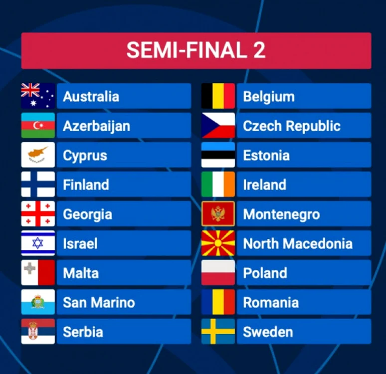 Țările din semifinala Eurovision 2022