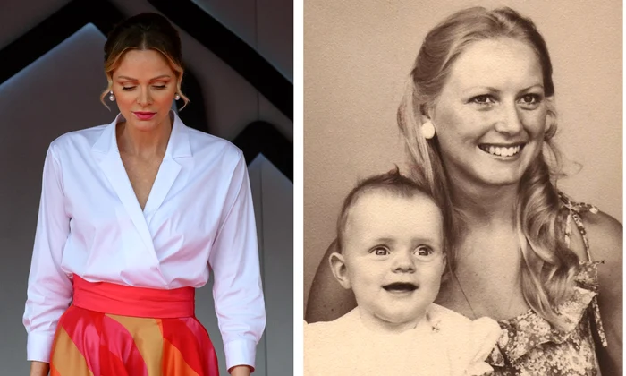 Prințesa Charlene copil alături de mama ei foto Daily Mail colaj jpg