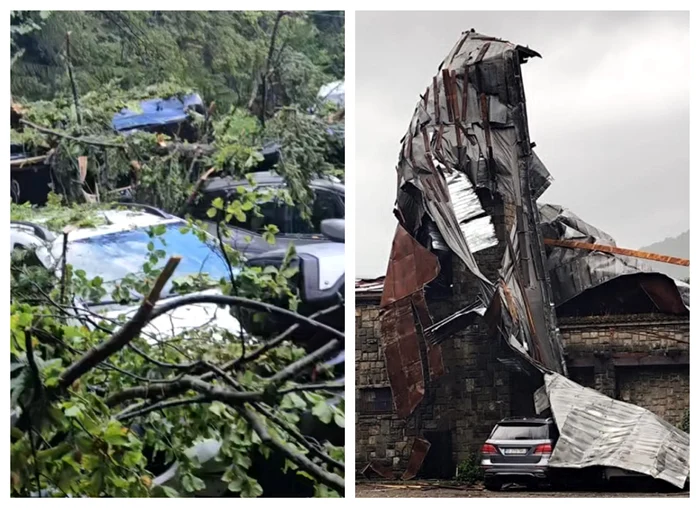 O furtună de câteva zeci de minute a făcut prăpăd în Sinaia. Sursă foto: Facebook/Meteoplus
