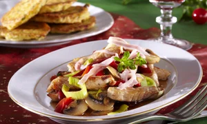 Pork with mushrooms and red beet jpeg