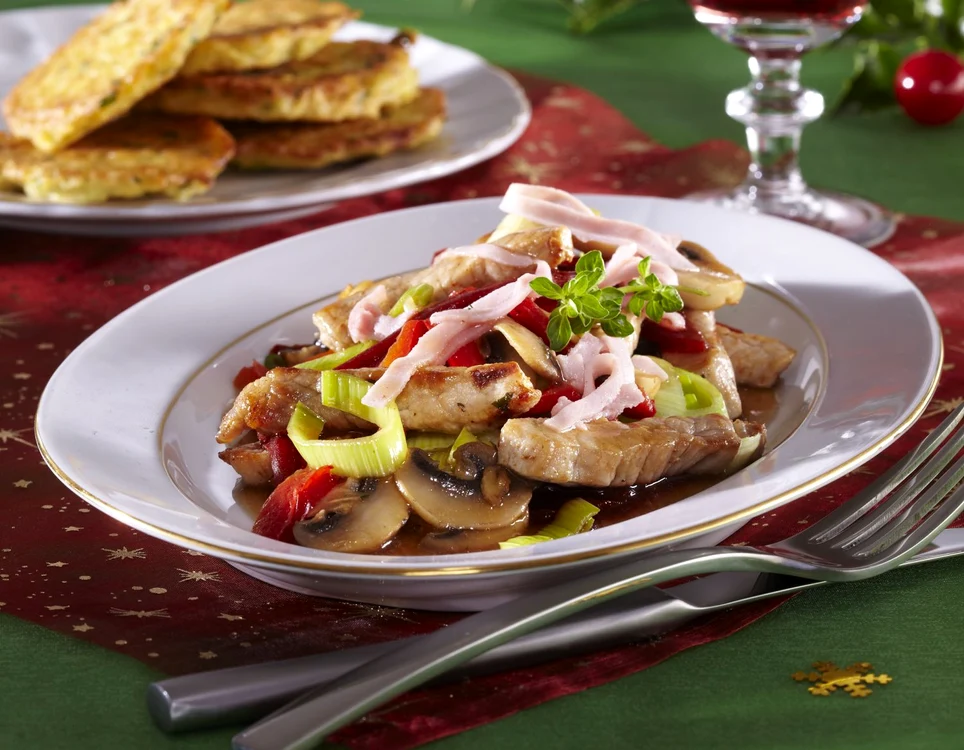 Pork with mushrooms and red beet jpeg