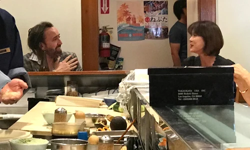 *EXCLUSIVE* Nicolas Cage gets flirty at 'Sushi Gen' jpeg