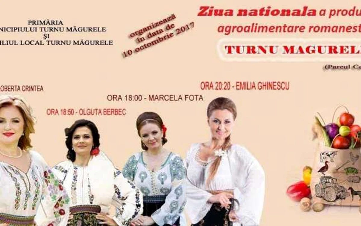 Concert de muzică populară, de Ziua naţională a produselor agroalimentare româneşti, la Turnu Măgurele