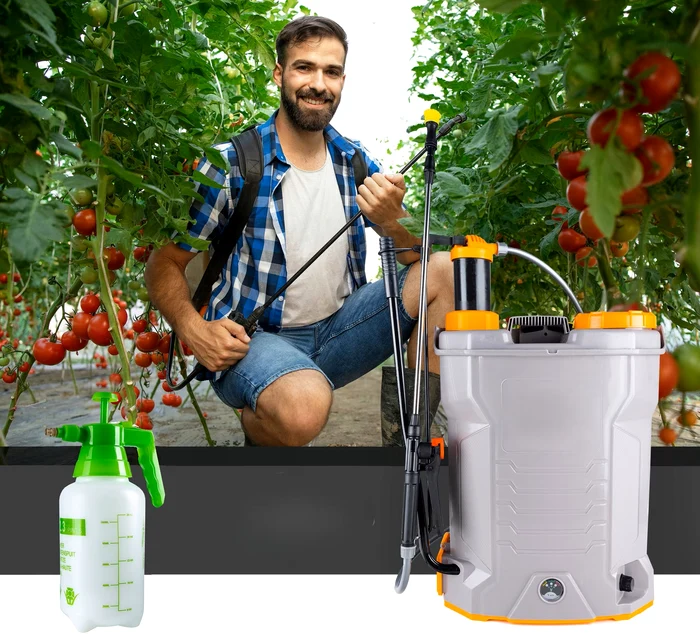 Două tipuri de pompe de stropit - manuală și electrică Foto eMAG