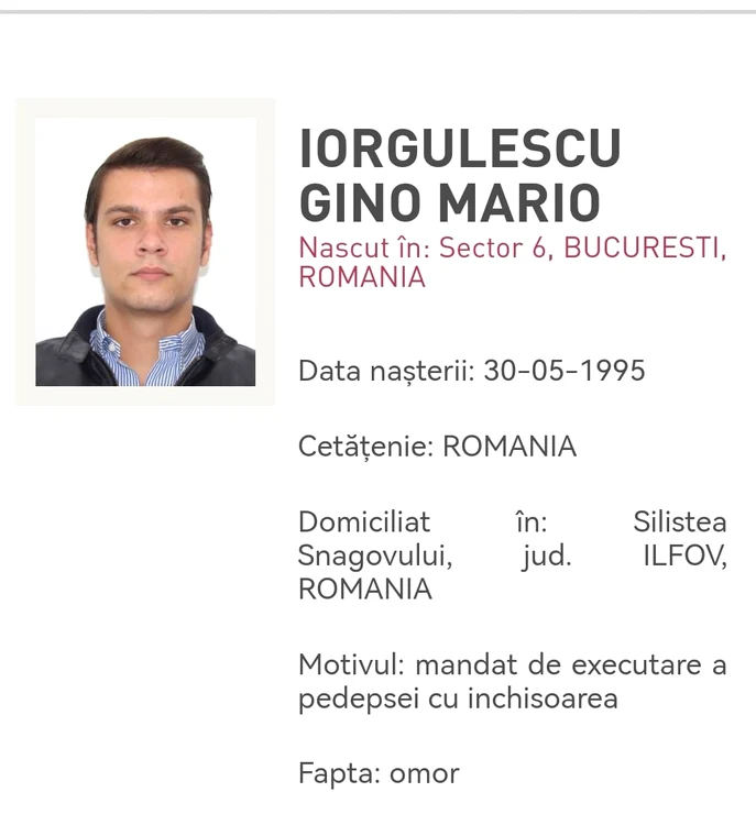 Mario Iorgulescu dat în urmărire generala - Foto Poliția Română