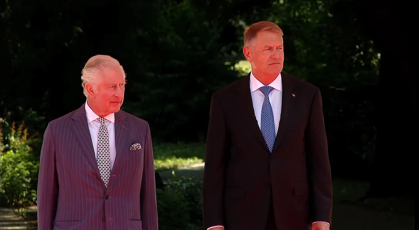 Regele Charles al III-lea și Klaus Iohannis FOTO Captură ecran/ Administrația Prezidențială