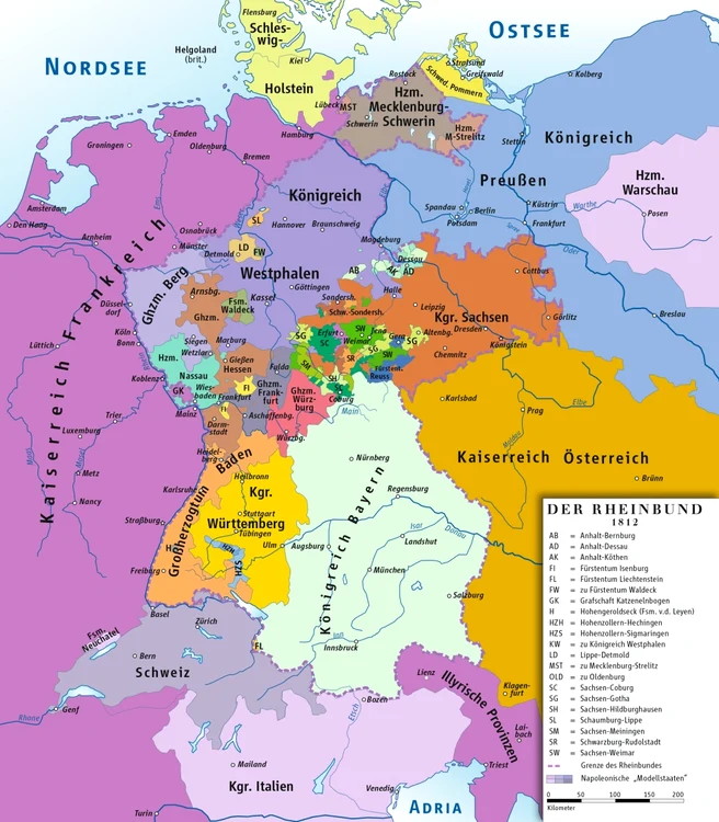 Rheinbund 1812, political map jpg jpeg