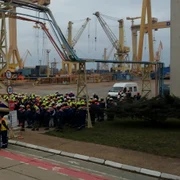Protest la Șantierul Naval Mangalia FOTO BNS